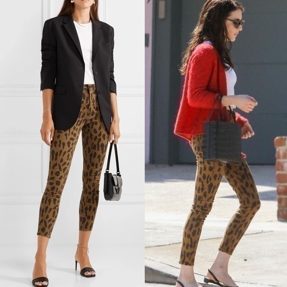 L’ AGENCE Margot Crop Leopard Print Skinny Jeans NWT